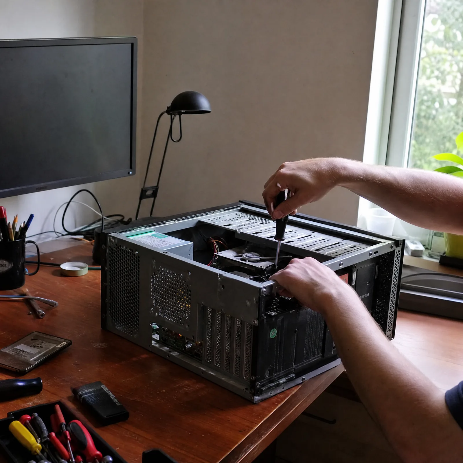 Hardware-Reparatur an einem geöffneten PC